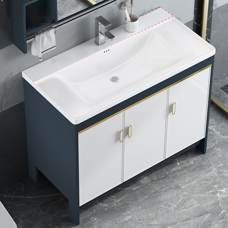 Glam Bathroom Vanity Single Ceramic Top Rectangular Bath Vanity Clearhalo 'Bathroom Remodel & Bathroom Fixtures' 'Bathroom Vanities' 'bathroom_vanities' 'Home Improvement' 'home_improvement' 'home_improvement_bathroom_vanities' 7610892