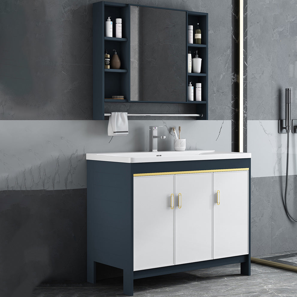 Glam Bathroom Vanity Single Ceramic Top Rectangular Bath Vanity Clearhalo 'Bathroom Remodel & Bathroom Fixtures' 'Bathroom Vanities' 'bathroom_vanities' 'Home Improvement' 'home_improvement' 'home_improvement_bathroom_vanities' 7610894
