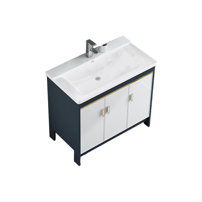 Glam Bathroom Vanity Single Ceramic Top Rectangular Bath Vanity Vanity & Faucet 35"L x 20"W x 31"H Clearhalo 'Bathroom Remodel & Bathroom Fixtures' 'Bathroom Vanities' 'bathroom_vanities' 'Home Improvement' 'home_improvement' 'home_improvement_bathroom_vanities' 7610895