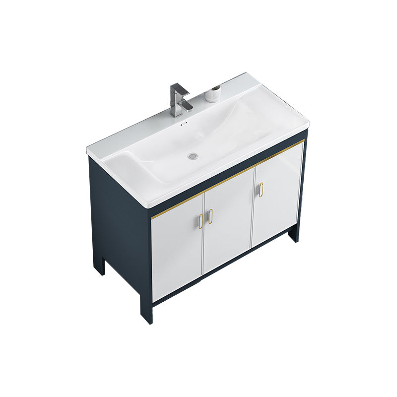 Glam Bathroom Vanity Single Ceramic Top Rectangular Bath Vanity Vanity & Faucet 39.5"L x 20"W x 31"H Clearhalo 'Bathroom Remodel & Bathroom Fixtures' 'Bathroom Vanities' 'bathroom_vanities' 'Home Improvement' 'home_improvement' 'home_improvement_bathroom_vanities' 7610899