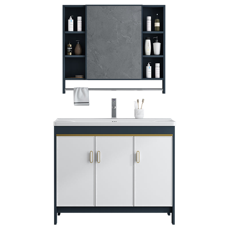 Glam Bathroom Vanity Single Ceramic Top Rectangular Bath Vanity Clearhalo 'Bathroom Remodel & Bathroom Fixtures' 'Bathroom Vanities' 'bathroom_vanities' 'Home Improvement' 'home_improvement' 'home_improvement_bathroom_vanities' 7610901