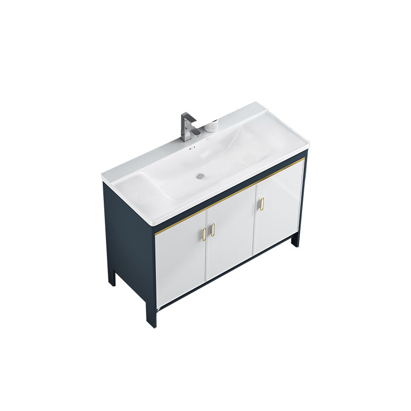 Glam Bathroom Vanity Single Ceramic Top Rectangular Bath Vanity Vanity & Faucet 43"L x 20"W x 31"H Clearhalo 'Bathroom Remodel & Bathroom Fixtures' 'Bathroom Vanities' 'bathroom_vanities' 'Home Improvement' 'home_improvement' 'home_improvement_bathroom_vanities' 7610911