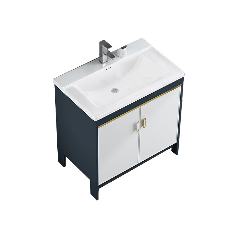 Glam Bathroom Vanity Single Ceramic Top Rectangular Bath Vanity Vanity & Faucet 31"L x 20"W x 31"H Clearhalo 'Bathroom Remodel & Bathroom Fixtures' 'Bathroom Vanities' 'bathroom_vanities' 'Home Improvement' 'home_improvement' 'home_improvement_bathroom_vanities' 7610914