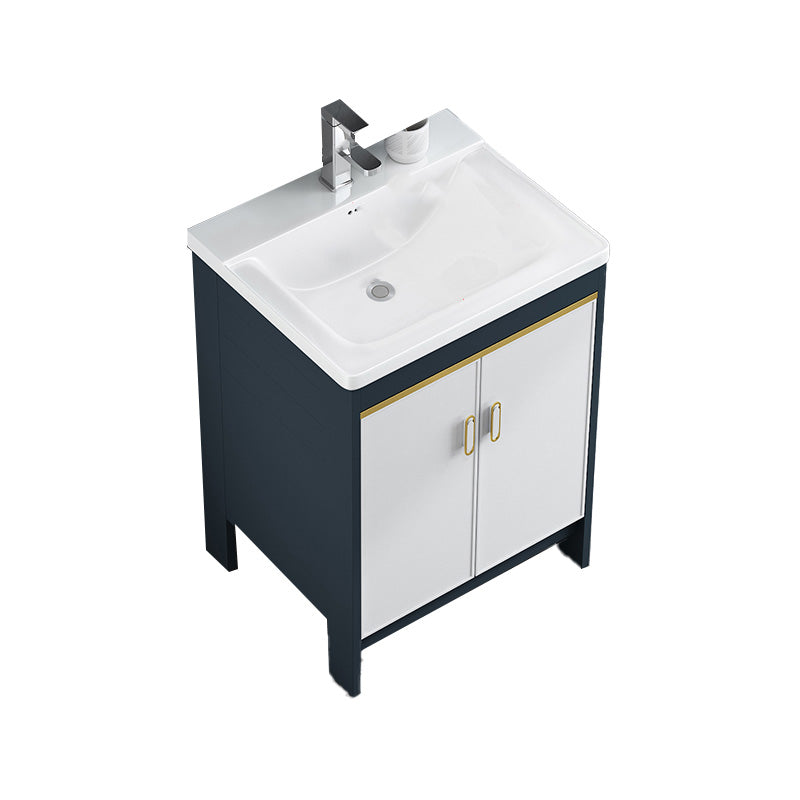 Glam Bathroom Vanity Single Ceramic Top Rectangular Bath Vanity Vanity & Faucet 24"L x 20"W x 31"H Clearhalo 'Bathroom Remodel & Bathroom Fixtures' 'Bathroom Vanities' 'bathroom_vanities' 'Home Improvement' 'home_improvement' 'home_improvement_bathroom_vanities' 7610918