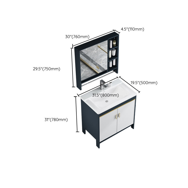 Glam Bathroom Vanity Single Ceramic Top Rectangular Bath Vanity Clearhalo 'Bathroom Remodel & Bathroom Fixtures' 'Bathroom Vanities' 'bathroom_vanities' 'Home Improvement' 'home_improvement' 'home_improvement_bathroom_vanities' 7610937