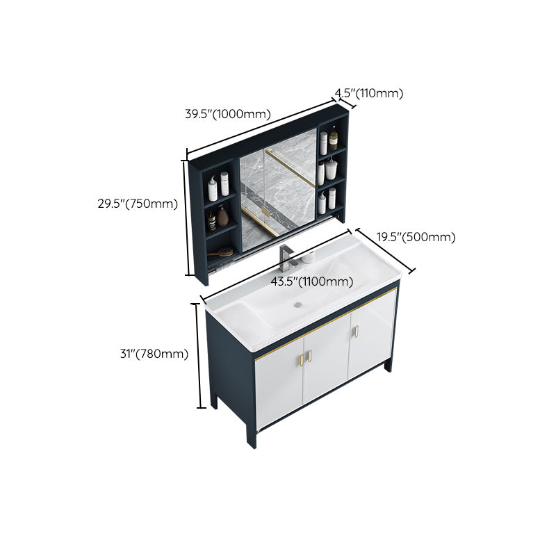 Glam Bathroom Vanity Single Ceramic Top Rectangular Bath Vanity Clearhalo 'Bathroom Remodel & Bathroom Fixtures' 'Bathroom Vanities' 'bathroom_vanities' 'Home Improvement' 'home_improvement' 'home_improvement_bathroom_vanities' 7610940