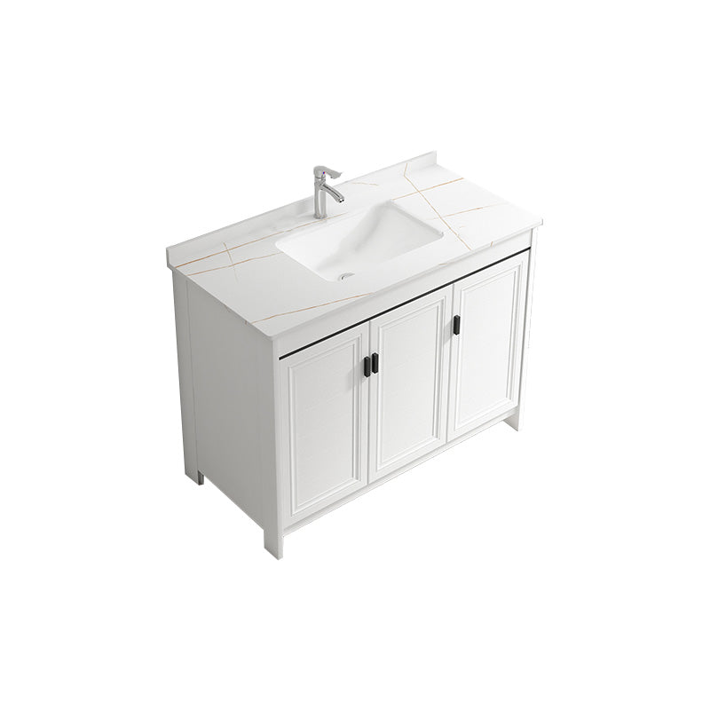 Rectangular Modern Bathroom Vanity White Stone Single Freestanding Vanity Set Vanity & Faucet 40"L x 19"W x 32"H Towel Bar Not Included Clearhalo 'Bathroom Remodel & Bathroom Fixtures' 'Bathroom Vanities' 'bathroom_vanities' 'Home Improvement' 'home_improvement' 'home_improvement_bathroom_vanities' 7610943
