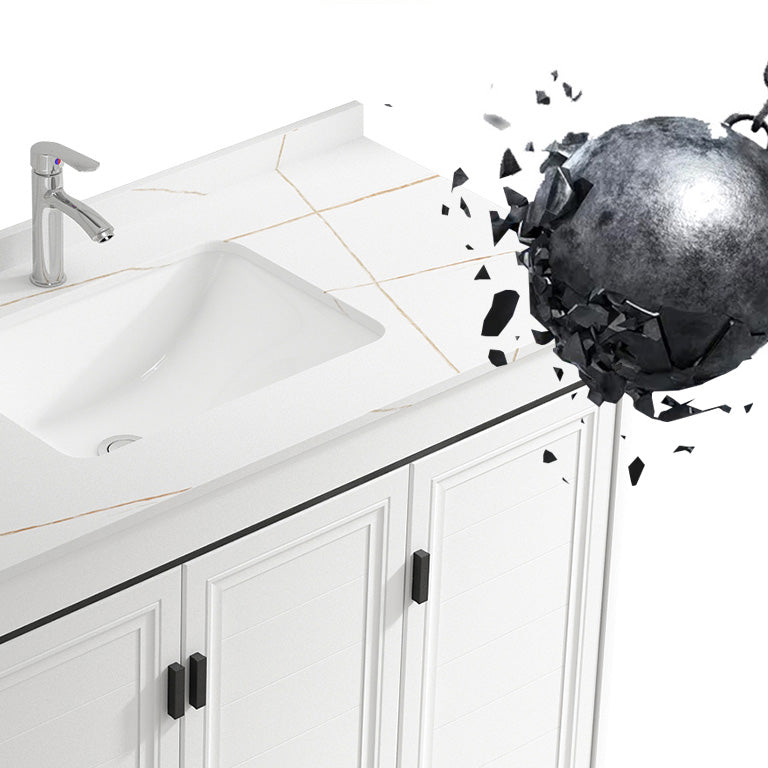 Rectangular Modern Bathroom Vanity White Stone Single Freestanding Vanity Set Clearhalo 'Bathroom Remodel & Bathroom Fixtures' 'Bathroom Vanities' 'bathroom_vanities' 'Home Improvement' 'home_improvement' 'home_improvement_bathroom_vanities' 7610954