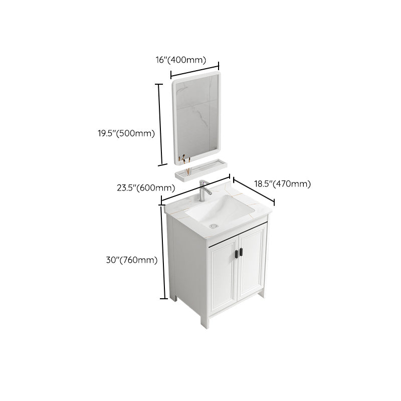 Rectangular Modern Bathroom Vanity White Stone Single Freestanding Vanity Set Clearhalo 'Bathroom Remodel & Bathroom Fixtures' 'Bathroom Vanities' 'bathroom_vanities' 'Home Improvement' 'home_improvement' 'home_improvement_bathroom_vanities' 7610983