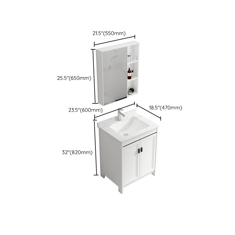 Rectangular Modern Bathroom Vanity White Stone Single Freestanding Vanity Set Clearhalo 'Bathroom Remodel & Bathroom Fixtures' 'Bathroom Vanities' 'bathroom_vanities' 'Home Improvement' 'home_improvement' 'home_improvement_bathroom_vanities' 7610986