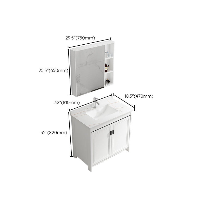 Rectangular Modern Bathroom Vanity White Stone Single Freestanding Vanity Set Clearhalo 'Bathroom Remodel & Bathroom Fixtures' 'Bathroom Vanities' 'bathroom_vanities' 'Home Improvement' 'home_improvement' 'home_improvement_bathroom_vanities' 7610988