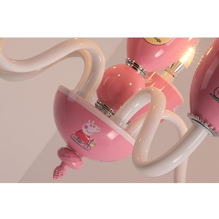 Cartoon Blameless Candle Chandelier with Car Glass 6 Lights Hanging Light for Boys Girls Bedroom Clearhalo 'Ceiling Lights' 'Chandeliers' Lighting' options 76114