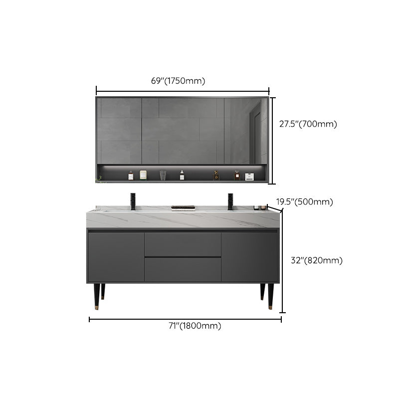 Modern Freestanding Sink Vanity Wood Bathroom Vanity Set with Mirror Clearhalo 'Bathroom Remodel & Bathroom Fixtures' 'Bathroom Vanities' 'bathroom_vanities' 'Home Improvement' 'home_improvement' 'home_improvement_bathroom_vanities' 7623550