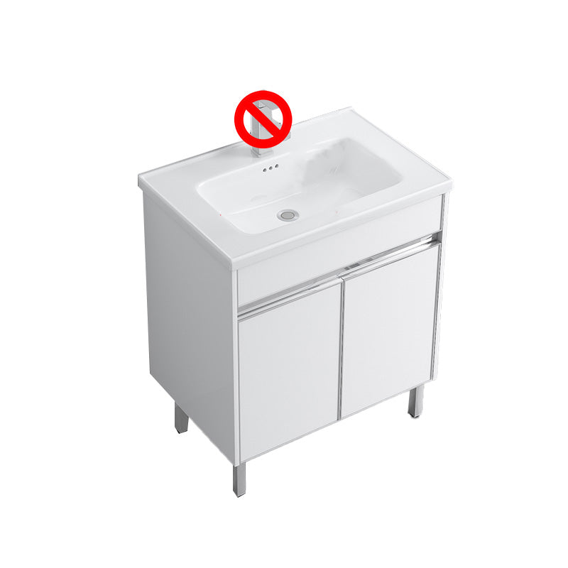 Modern Bath Vanity Single White Metal Base Rectangular Sink Vanity Bathroom Vanity 28"L x 19"W x 33"H Clearhalo 'Bathroom Remodel & Bathroom Fixtures' 'Bathroom Vanities' 'bathroom_vanities' 'Home Improvement' 'home_improvement' 'home_improvement_bathroom_vanities' 7623777