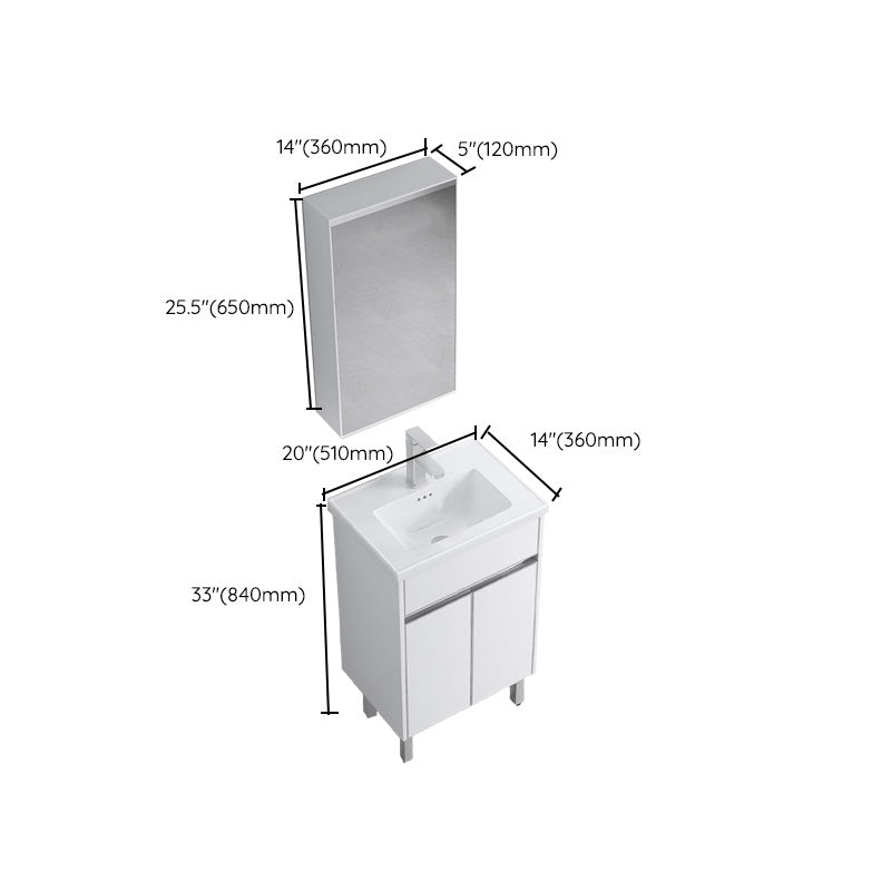 Modern Bath Vanity Single White Metal Base Rectangular Sink Vanity Clearhalo 'Bathroom Remodel & Bathroom Fixtures' 'Bathroom Vanities' 'bathroom_vanities' 'Home Improvement' 'home_improvement' 'home_improvement_bathroom_vanities' 7623798