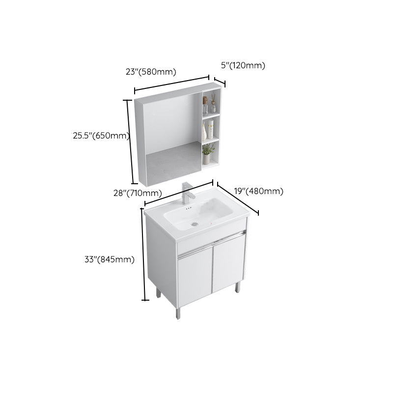 Modern Bath Vanity Single White Metal Base Rectangular Sink Vanity Clearhalo 'Bathroom Remodel & Bathroom Fixtures' 'Bathroom Vanities' 'bathroom_vanities' 'Home Improvement' 'home_improvement' 'home_improvement_bathroom_vanities' 7623800