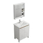 Modern Bath Vanity White Single Rectangular Freestanding Sink Vanity Vanity & Faucet & Mirror Cabinet 23.6"L x 16.1"W x 32.3"H Towel Bar Included Clearhalo 'Bathroom Remodel & Bathroom Fixtures' 'Bathroom Vanities' 'bathroom_vanities' 'Home Improvement' 'home_improvement' 'home_improvement_bathroom_vanities' 7623809