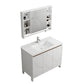 Modern Bath Vanity White Single Rectangular Freestanding Sink Vanity Vanity & Faucet & Mirror Cabinet 40"L x 19"W x 32"H Towel Bar Included Clearhalo 'Bathroom Remodel & Bathroom Fixtures' 'Bathroom Vanities' 'bathroom_vanities' 'Home Improvement' 'home_improvement' 'home_improvement_bathroom_vanities' 7623811