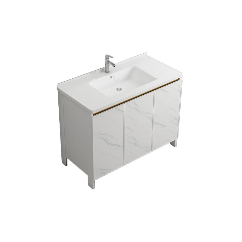 Modern Bath Vanity White Single Rectangular Freestanding Sink Vanity Vanity & Faucet 36"L x 19"W x 32"H Towel Bar Not Included Clearhalo 'Bathroom Remodel & Bathroom Fixtures' 'Bathroom Vanities' 'bathroom_vanities' 'Home Improvement' 'home_improvement' 'home_improvement_bathroom_vanities' 7623819