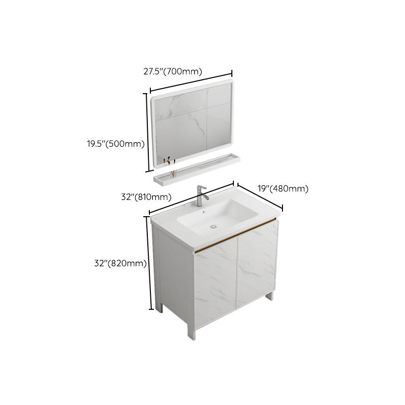 Modern Bath Vanity White Single Rectangular Freestanding Sink Vanity Clearhalo 'Bathroom Remodel & Bathroom Fixtures' 'Bathroom Vanities' 'bathroom_vanities' 'Home Improvement' 'home_improvement' 'home_improvement_bathroom_vanities' 7623847