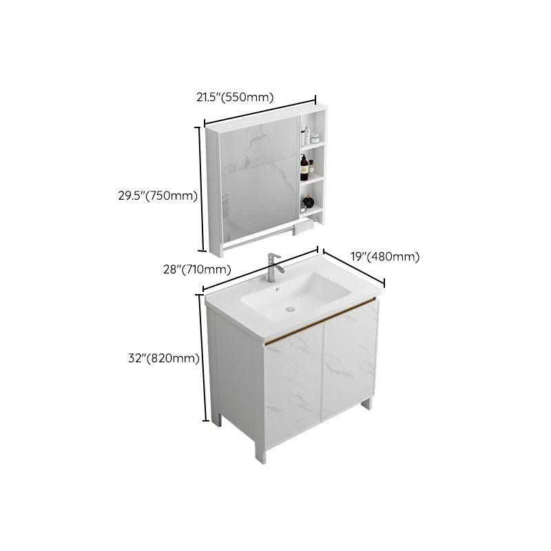Modern Bath Vanity White Single Rectangular Freestanding Sink Vanity Clearhalo 'Bathroom Remodel & Bathroom Fixtures' 'Bathroom Vanities' 'bathroom_vanities' 'Home Improvement' 'home_improvement' 'home_improvement_bathroom_vanities' 7623856