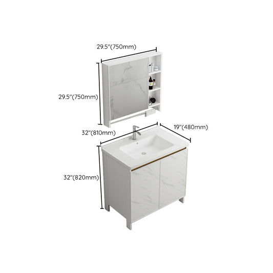 Modern Bath Vanity White Single Rectangular Freestanding Sink Vanity Clearhalo 'Bathroom Remodel & Bathroom Fixtures' 'Bathroom Vanities' 'bathroom_vanities' 'Home Improvement' 'home_improvement' 'home_improvement_bathroom_vanities' 7623857