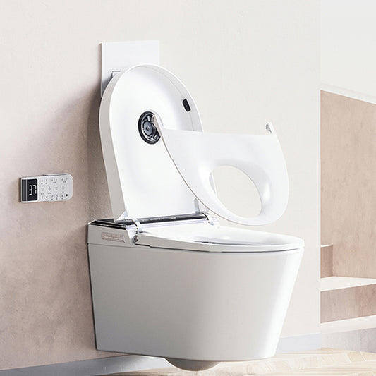 White Wall Hung Toilet Set Elongated Temperature Control Smart Bidet Clearhalo 'Bathroom Remodel & Bathroom Fixtures' 'Bidets' 'Home Improvement' 'home_improvement' 'home_improvement_bidets' 'Toilets & Bidets' 7625980