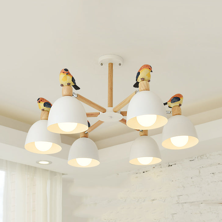 Nordic Modern Bowl Shade Pendant Chandelier Iron Chandelier with Bird Deco Lighting for Living Room Deco Clearhalo 'Ceiling Lights' 'Chandeliers' Lighting' options 76265