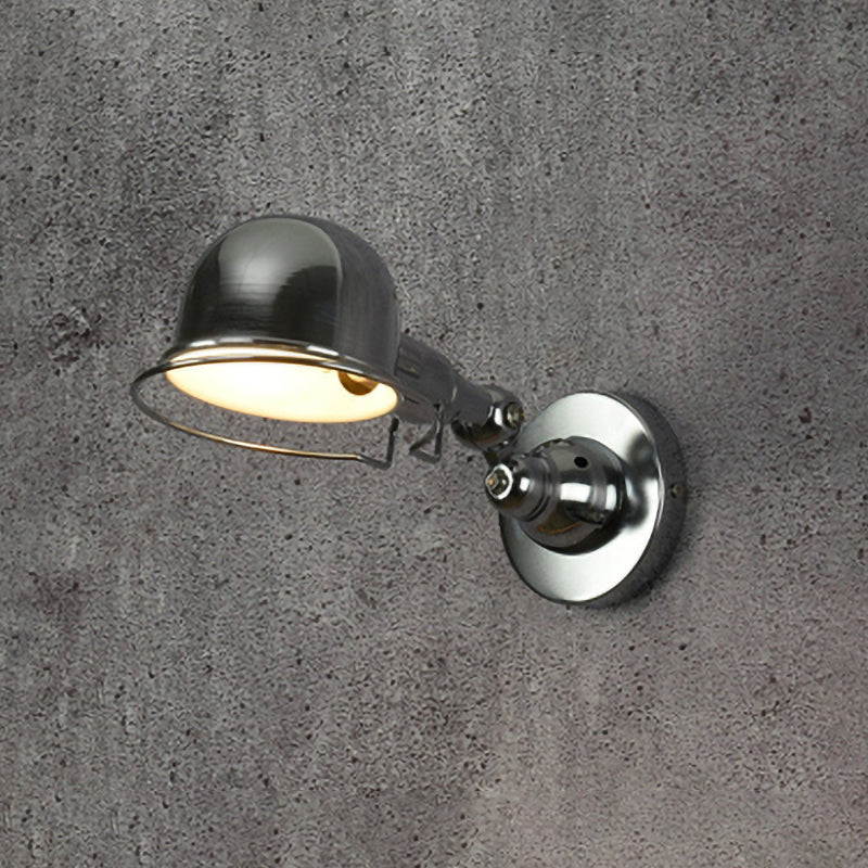 Metallic Dome Shade Wall Lighting Vintage Style 1 Light Bedroom Rotatable Sconce Light with Ring in White/Red Clearhalo 'Art deco wall lights' 'Cast Iron' 'Glass' 'Industrial wall lights' 'Industrial' 'Middle century wall lights' 'Modern' 'Rustic wall lights' 'Tiffany' 'Traditional wall lights' 'Wall Lamps & Sconces' 'Wall Lights' Lighting' 762652