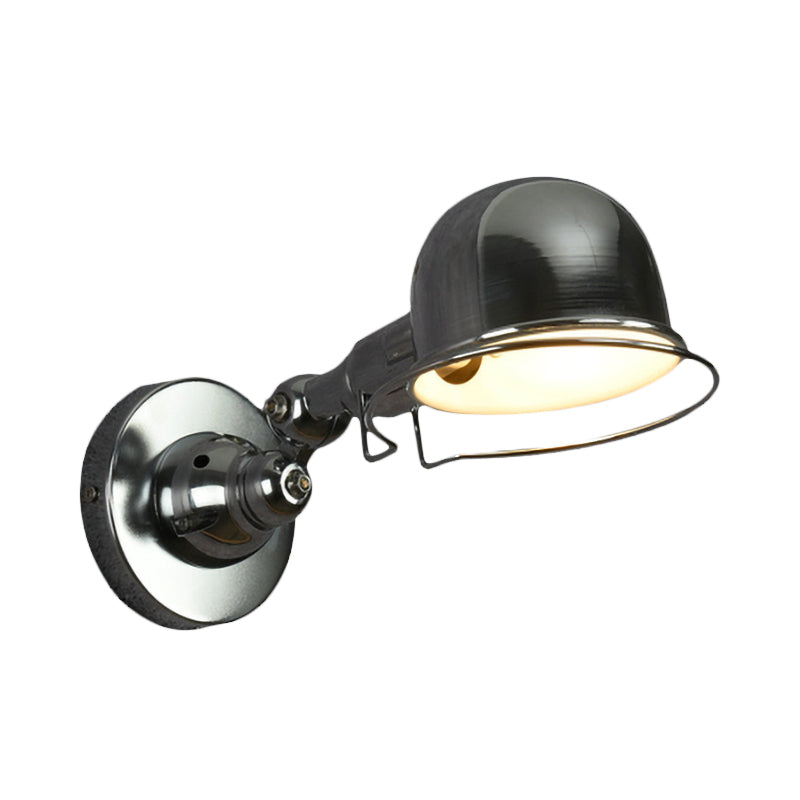 Metallic Dome Shade Wall Lighting Vintage Style 1 Light Bedroom Rotatable Sconce Light with Ring in White/Red Clearhalo 'Art deco wall lights' 'Cast Iron' 'Glass' 'Industrial wall lights' 'Industrial' 'Middle century wall lights' 'Modern' 'Rustic wall lights' 'Tiffany' 'Traditional wall lights' 'Wall Lamps & Sconces' 'Wall Lights' Lighting' 762654