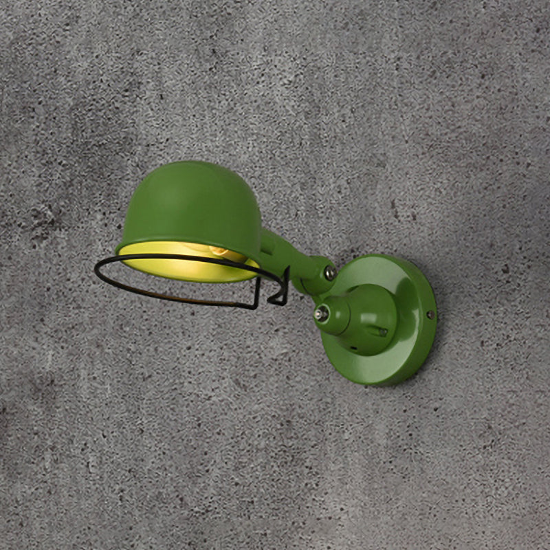 Metallic Dome Shade Wall Lighting Vintage Style 1 Light Bedroom Rotatable Sconce Light with Ring in White/Red Green Clearhalo 'Art deco wall lights' 'Cast Iron' 'Glass' 'Industrial wall lights' 'Industrial' 'Middle century wall lights' 'Modern' 'Rustic wall lights' 'Tiffany' 'Traditional wall lights' 'Wall Lamps & Sconces' 'Wall Lights' Lighting' 762655