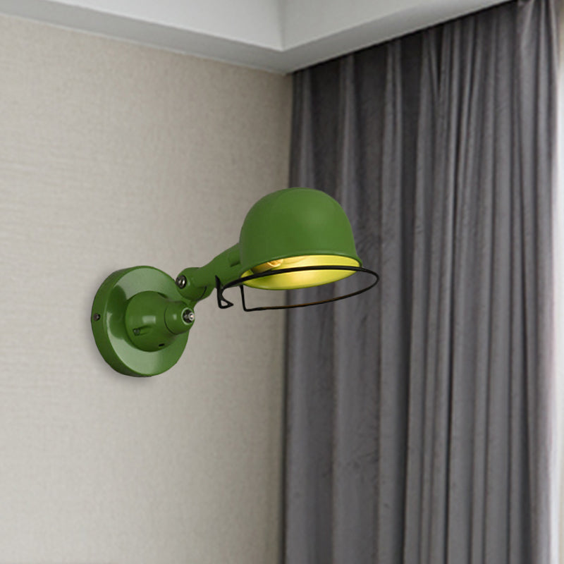 Metallic Dome Shade Wall Lighting Vintage Style 1 Light Bedroom Rotatable Sconce Light with Ring in White/Red Clearhalo 'Art deco wall lights' 'Cast Iron' 'Glass' 'Industrial wall lights' 'Industrial' 'Middle century wall lights' 'Modern' 'Rustic wall lights' 'Tiffany' 'Traditional wall lights' 'Wall Lamps & Sconces' 'Wall Lights' Lighting' 762657