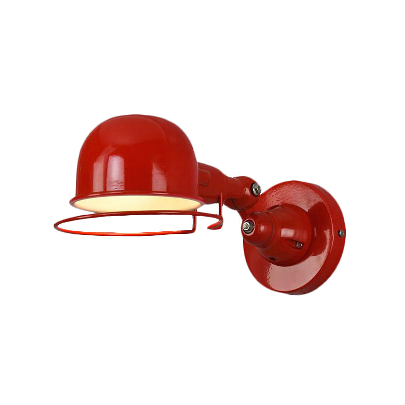 Metallic Dome Shade Wall Lighting Vintage Style 1 Light Bedroom Rotatable Sconce Light with Ring in White/Red Clearhalo 'Art deco wall lights' 'Cast Iron' 'Glass' 'Industrial wall lights' 'Industrial' 'Middle century wall lights' 'Modern' 'Rustic wall lights' 'Tiffany' 'Traditional wall lights' 'Wall Lamps & Sconces' 'Wall Lights' Lighting' 762662