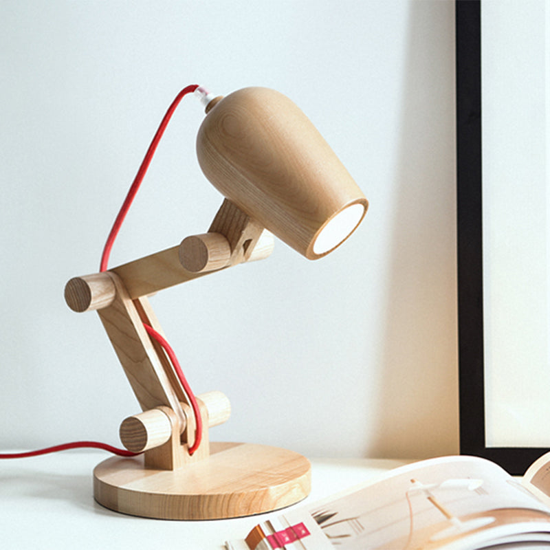 Swing Arm Wood Night Table Light Contemporary 1-Light Beige Night Lamp for Living Room Clearhalo 'Lamps' 'Table Lamps' Lighting' 762753