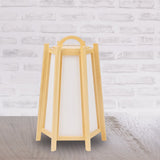 Tower Shape Night Table Light Japanese Wood 1 Light Beige Night Lamp with Fabric Shade Beige Clearhalo 'Lamps' 'Table Lamps' Lighting' 762768