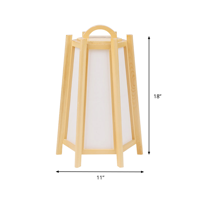 Tower Shape Night Table Light Japanese Wood 1 Light Beige Night Lamp with Fabric Shade Clearhalo 'Lamps' 'Table Lamps' Lighting' 762771