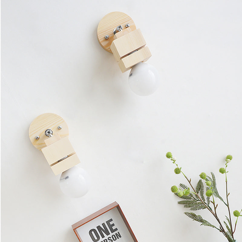 Bare Bulb Wall Light Sconce Modernist Wood 1 Head Bedroom Rotatable Wall Mounted Lamp Clearhalo 'Modern wall lights' 'Modern' 'Wall Lamps & Sconces' 'Wall Lights' Lighting' 762860