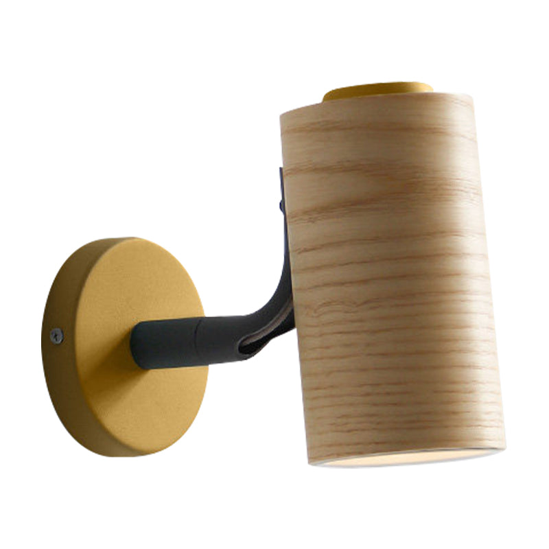 Tube Bathroom Sconce Light Fixture Wood 1 Head Macaron Wall Mounted Lamp in Yellow/Green/Blue Clearhalo 'Cast Iron' 'Glass' 'Industrial' 'Modern wall lights' 'Modern' 'Tiffany' 'Traditional wall lights' 'Wall Lamps & Sconces' 'Wall Lights' Lighting' 762878