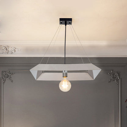 Geometric Frame Suspension Light Modern Metal 1 Light Bedroom Ceiling Pendant Lamp in White White Clearhalo 'Ceiling Lights' 'Modern Pendants' 'Modern' 'Pendant Lights' 'Pendants' Lighting' 762911