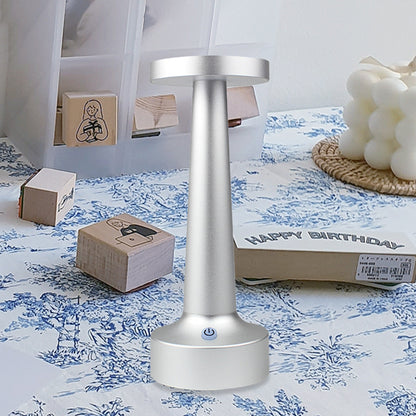 Circle Dining Table Light Modernism Metallic Restaurant Waterproof LED Desk Lamp in Black/Silver/Gold Silver Clearhalo 'Lamps' 'Table Lamps' Lighting' 762959