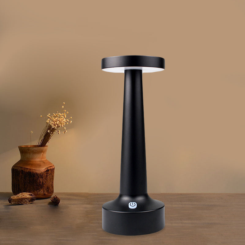 Circle Dining Table Light Modernism Metallic Restaurant Waterproof LED Desk Lamp in Black/Silver/Gold Black Clearhalo 'Lamps' 'Table Lamps' Lighting' 762963