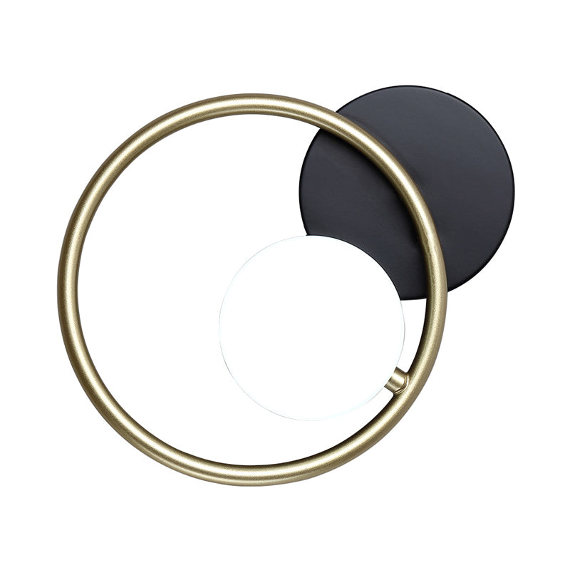 Gold and Black Ring Wall Mounted Light Postmodern 1-Light Metallic Sconce Lamp Fixture Clearhalo 'Cast Iron' 'Glass' 'Industrial' 'Modern wall lights' 'Modern' 'Tiffany' 'Traditional wall lights' 'Wall Lamps & Sconces' 'Wall Lights' Lighting' 763004