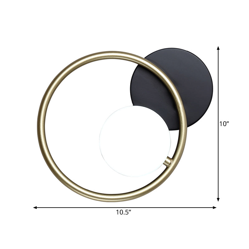 Gold and Black Ring Wall Mounted Light Postmodern 1-Light Metallic Sconce Lamp Fixture Clearhalo 'Cast Iron' 'Glass' 'Industrial' 'Modern wall lights' 'Modern' 'Tiffany' 'Traditional wall lights' 'Wall Lamps & Sconces' 'Wall Lights' Lighting' 763006