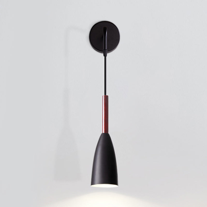 Bullet Shape Wall Mount Hanging Light Modern Iron 1 Bulb Sconce Lamp Fixture in Black/White/Grey for Bedside Clearhalo 'Cast Iron' 'Glass' 'Industrial' 'Modern wall lights' 'Modern' 'Tiffany' 'Traditional wall lights' 'Wall Lamps & Sconces' 'Wall Lights' Lighting' 763025