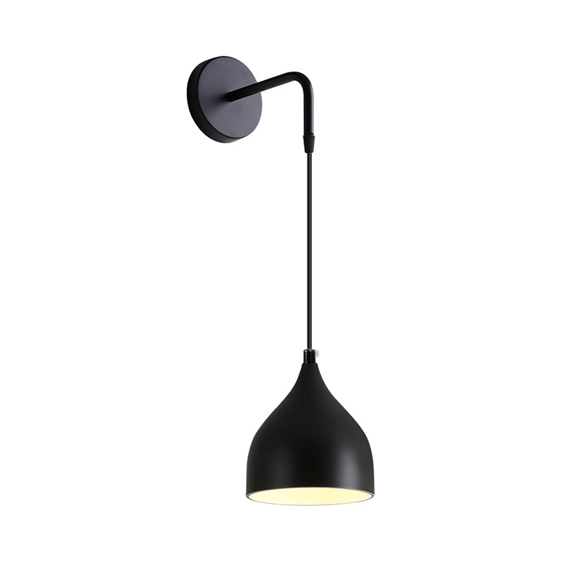 White/Black Finish Urn Shape Wall Mount Light Modern 1 Light Iron Wall Pendant Lamp for Bedside Clearhalo 'Cast Iron' 'Glass' 'Industrial' 'Modern wall lights' 'Modern' 'Tiffany' 'Traditional wall lights' 'Wall Lamps & Sconces' 'Wall Lights' Lighting' 763048