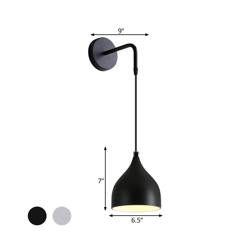 White/Black Finish Urn Shape Wall Mount Light Modern 1 Light Iron Wall Pendant Lamp for Bedside Clearhalo 'Cast Iron' 'Glass' 'Industrial' 'Modern wall lights' 'Modern' 'Tiffany' 'Traditional wall lights' 'Wall Lamps & Sconces' 'Wall Lights' Lighting' 763050