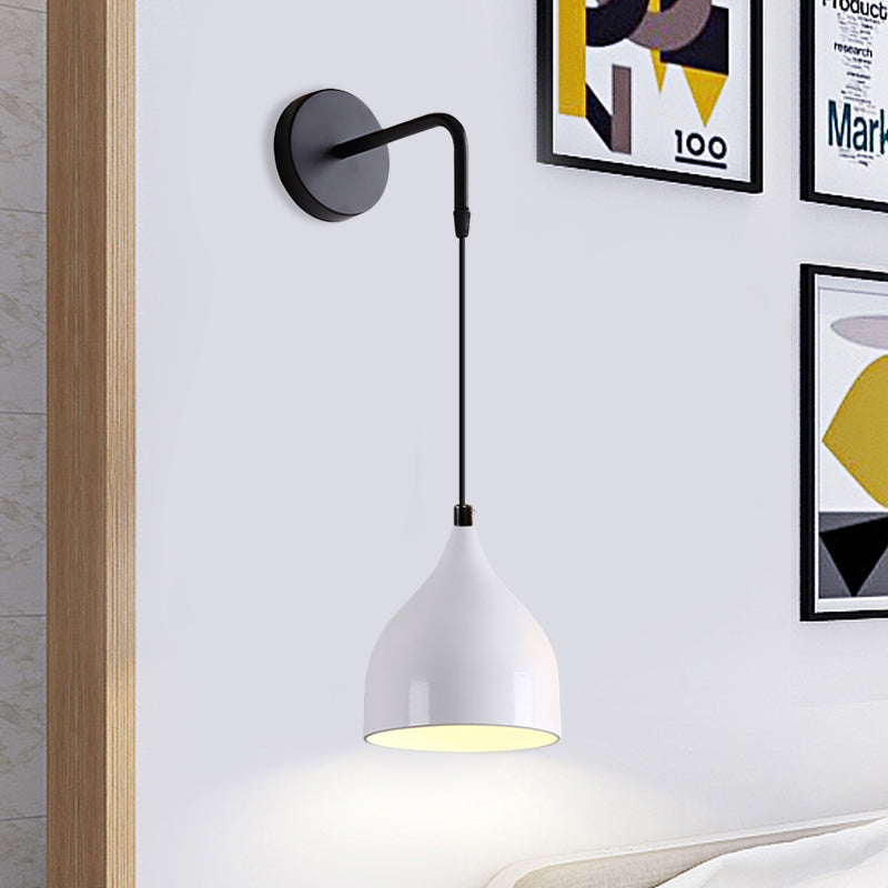 White/Black Finish Urn Shape Wall Mount Light Modern 1 Light Iron Wall Pendant Lamp for Bedside White Clearhalo 'Cast Iron' 'Glass' 'Industrial' 'Modern wall lights' 'Modern' 'Tiffany' 'Traditional wall lights' 'Wall Lamps & Sconces' 'Wall Lights' Lighting' 763051