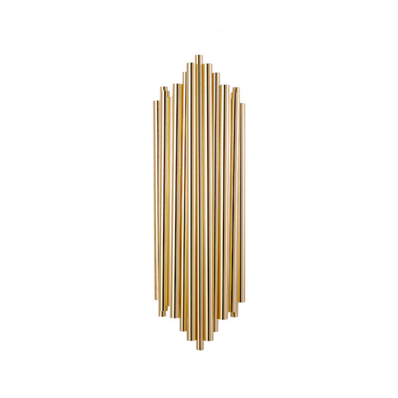 Gold Finish Slim Tube Sconce Lighting Post Modern 4 Bulbs Metallic Wall Lamp Fixture Clearhalo 'Cast Iron' 'Glass' 'Industrial' 'Modern wall lights' 'Modern' 'Tiffany' 'Traditional wall lights' 'Wall Lamps & Sconces' 'Wall Lights' Lighting' 763219