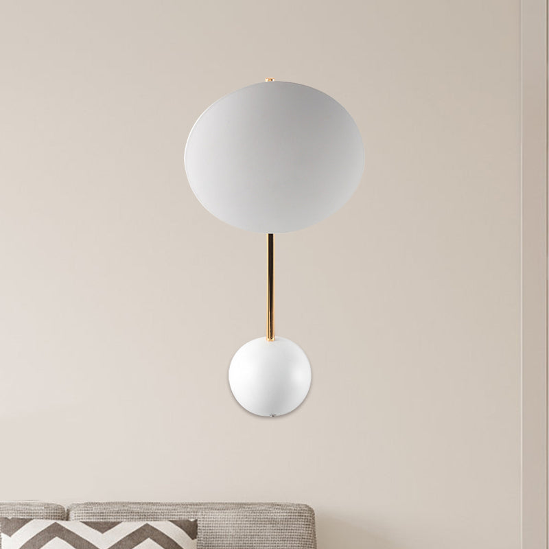 White Disk Reading Wall Lighting Postmodern LED Metallic Wall Lamp Sconce with Semicircle Backplate White Clearhalo 'Cast Iron' 'Glass' 'Industrial' 'Modern wall lights' 'Modern' 'Tiffany' 'Traditional wall lights' 'Wall Lamps & Sconces' 'Wall Lights' Lighting' 763273