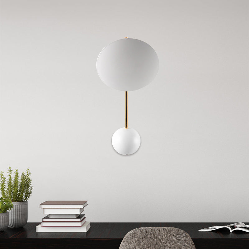 White Disk Reading Wall Lighting Postmodern LED Metallic Wall Lamp Sconce with Semicircle Backplate Clearhalo 'Cast Iron' 'Glass' 'Industrial' 'Modern wall lights' 'Modern' 'Tiffany' 'Traditional wall lights' 'Wall Lamps & Sconces' 'Wall Lights' Lighting' 763274